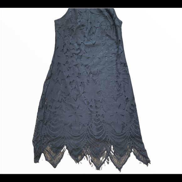 LOVE, FIRE Sleeveless Bodycon Dress With Laser Cut Overlay Black Size Medium - Picture 8 of 10